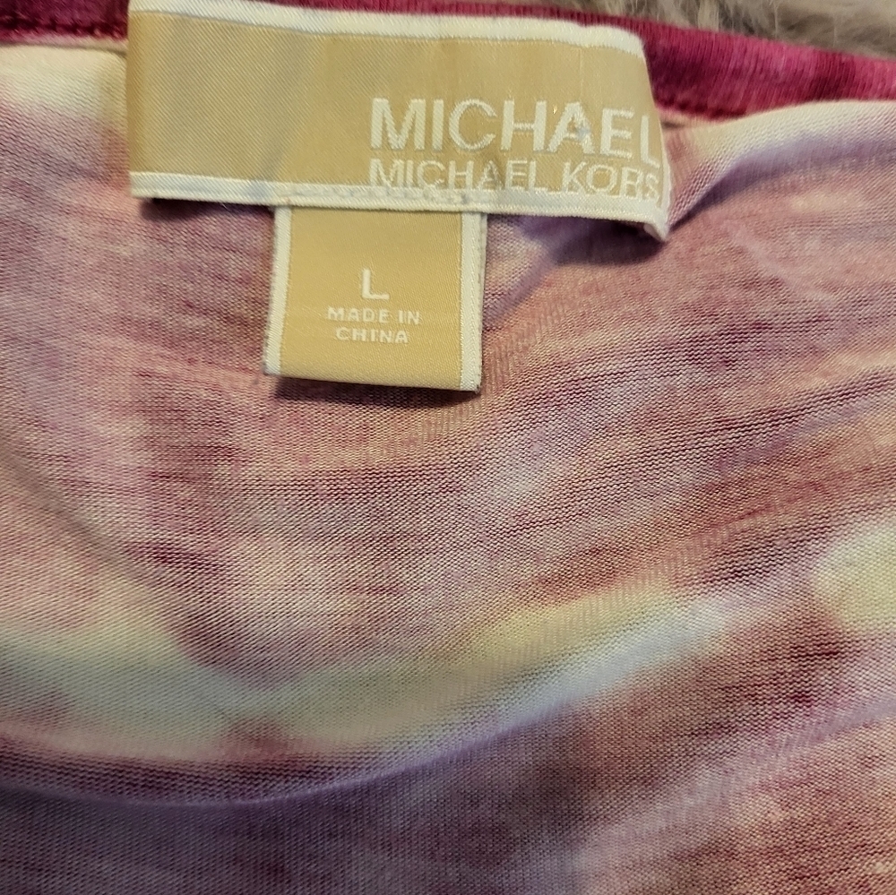Michael Kors Fuschia White Tie Dye Tunic Top Large - Picture 6 of 9